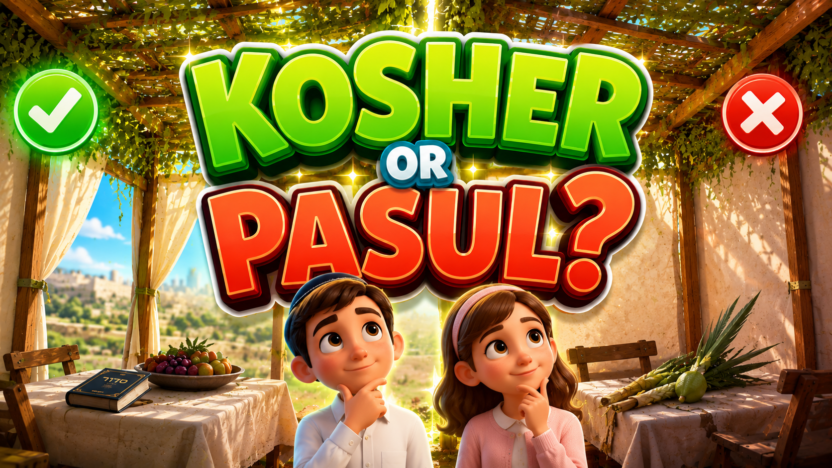 Kosher or not kosher? A game from the Torah Live Sukkos course that lets children test what makes a sukkah valid