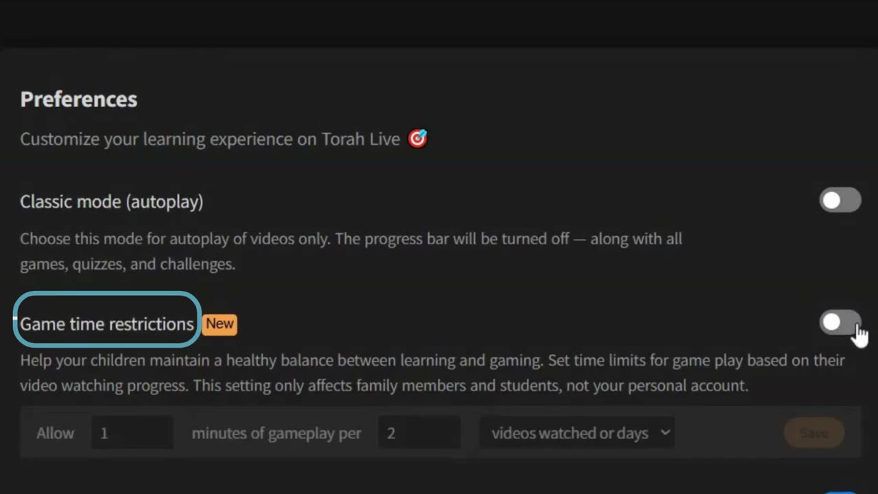 Screen-time limits preview